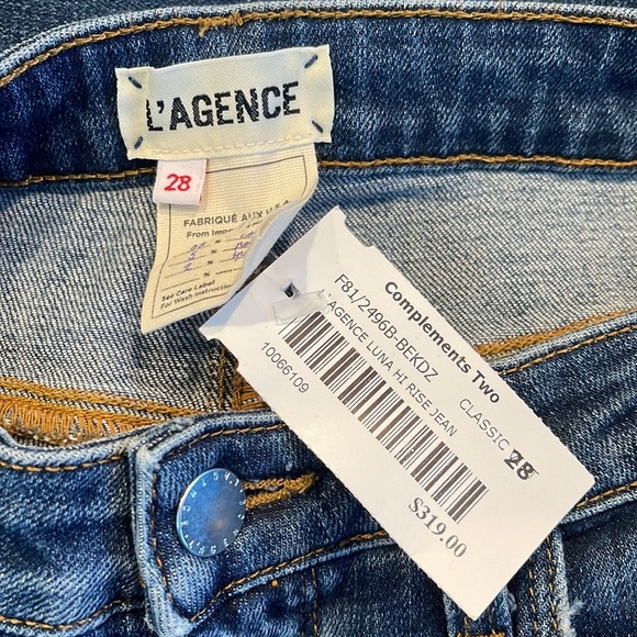 🆕 L’AGENCE “Luna” high rise straight leg distressed jeans Size 28 - Picture 9 of 11